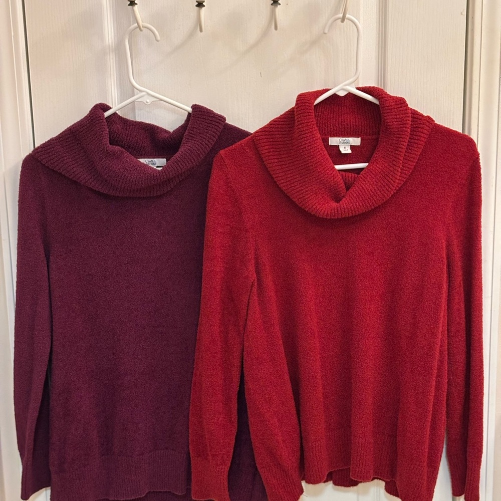 Croft & Barrow Cowl Neck Sweater Duo - Purple and Red, Like New